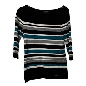 White House Black Market WHBM Women's Sweater Boatneck Stripe Size Small